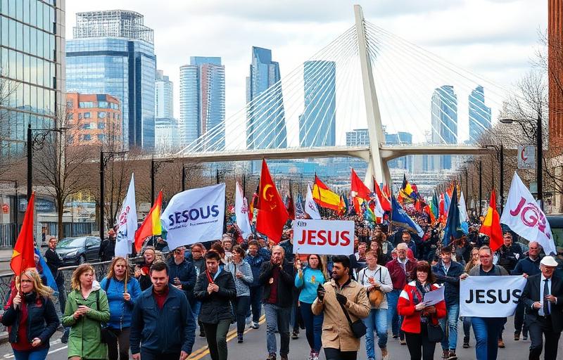 Mars voor Jezus vormt lange stoet in Rotterdam